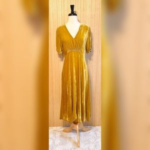 Kachel for Anthropologie Goldenrod Velvet Dress NWT